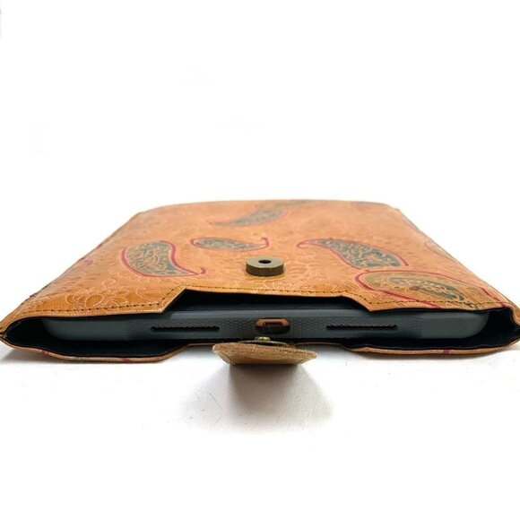 Tooled Faux Leather Paisley Tablet Case - Tan/Green/Red, 10.5"x9" - Picture 6 of 6